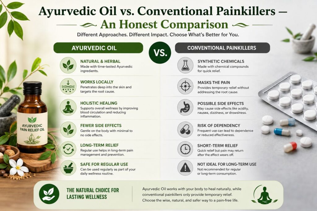 Ayurvedic Oil vs. Conventional Painkillers — An Honest Comparison